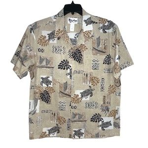 Howie Men’s Hawaiian Shirt Size XL Turtle Leaf Pattern